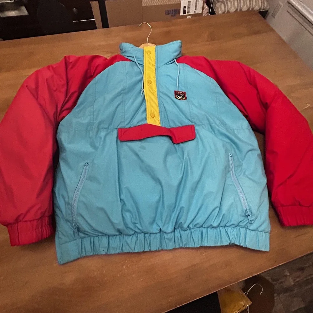 Vintage Triple FAT Goose Jacket Mens Small Down Pullover 80s Retro Ski